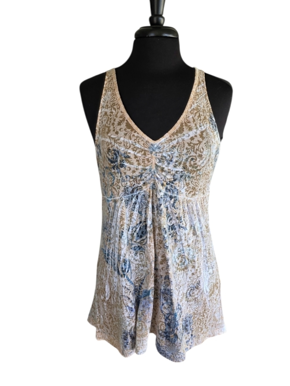 Vintage Y2K Suki Jones Boho Tank L Custom Cut Sleeveless Hippie Western